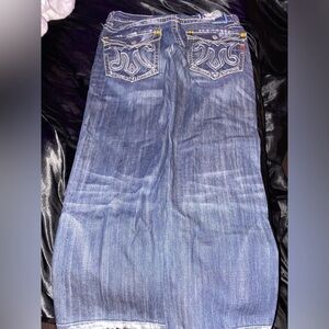 Embroidered Bootcut Oaxaca MEK Denim Blue Jeans 34/30